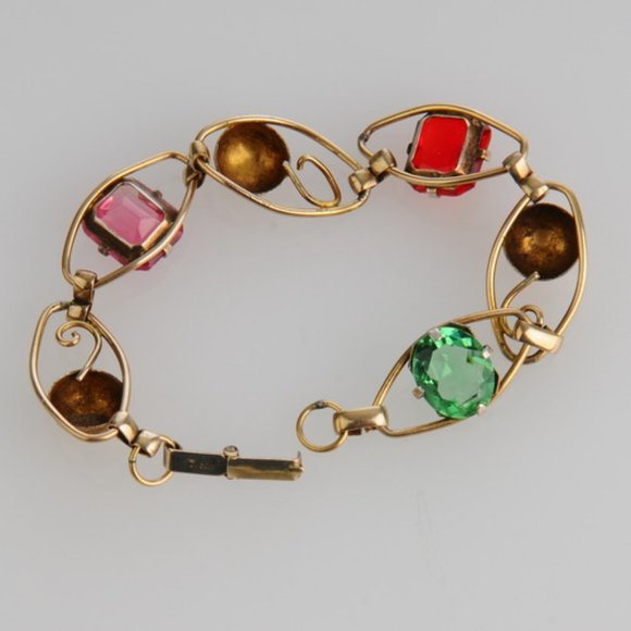 Vintage 12K Gold Filled Bracelet & Rhinestones - Picture 3 of 8